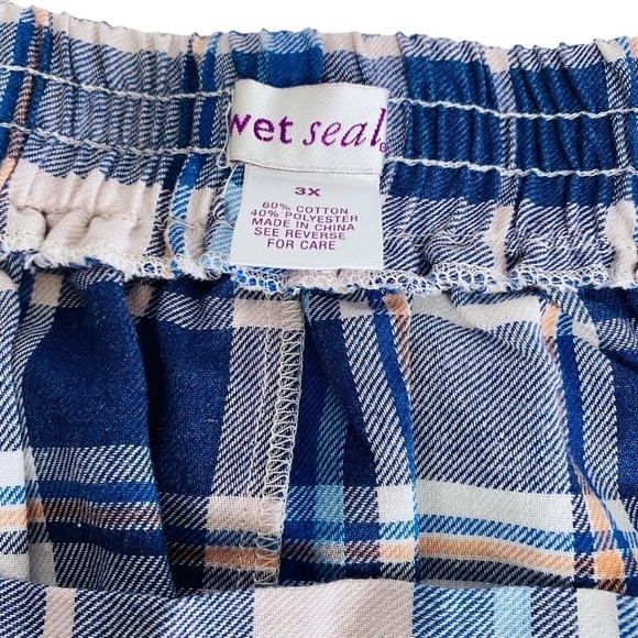 WET SEAL Mini Skirt Plus Size 3X Blue Plaid Schoolgirl Y2K - Picture 5 of 6